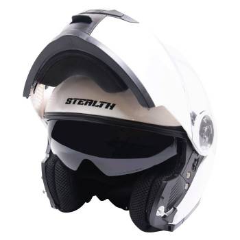 Stealth V159 Flip Road Helmet Plain White Gloss S